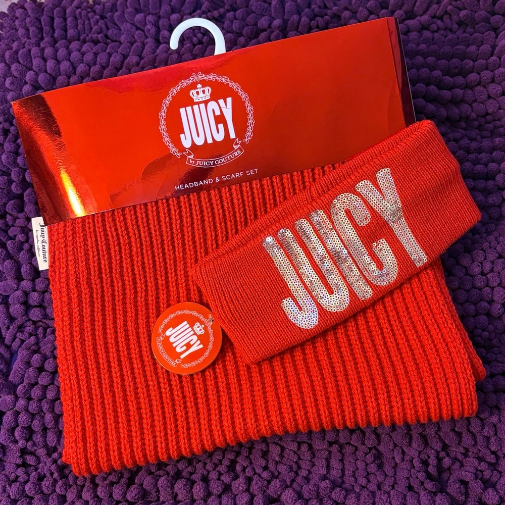 Juicy Couture Vibrant Red Headband and Scarf Set